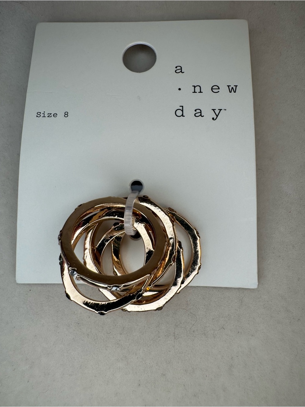 New A New Day Gold 5 piece stackable Circle Fashion Ring with color stones size